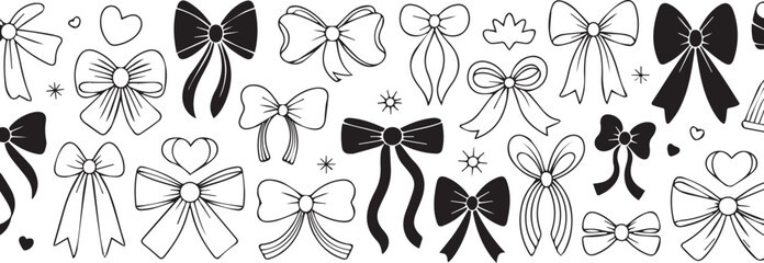 Set of 25 hand-drawn bow illustrations vector