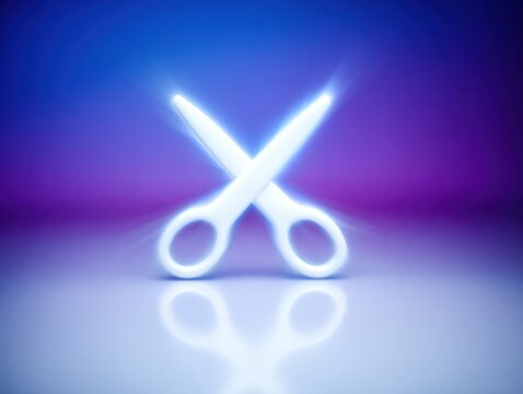White scissors, vibrant gradient background
