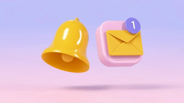 3D Notification Bell And Email Icon