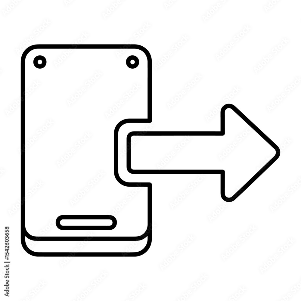 Aufkleber a lineart graphic of a smartphone with an arrow pointing to the right attached to its side