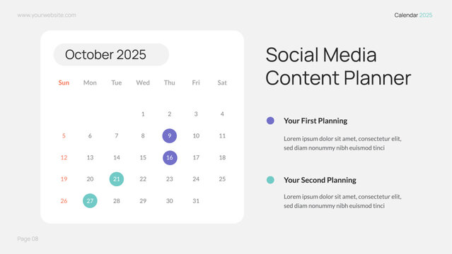 2025 Calendar Social Media Content Planner Infographic