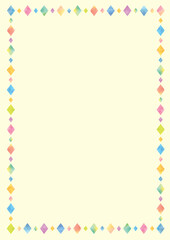 Watercolor colorful diamonds on yellow background - vertical