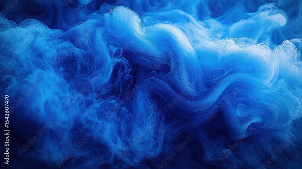 Aufkleber swirling dense blue smoke or ink in water creating fluid abstract patterns with smooth flowing textu