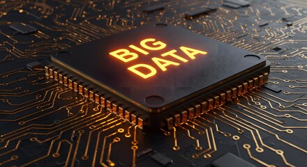 Big Data Managing Information at Scale Illustrated on a Processor. Generated AI