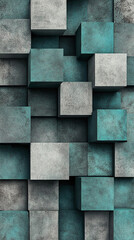 a minimalist 3D block formation design vertical composition