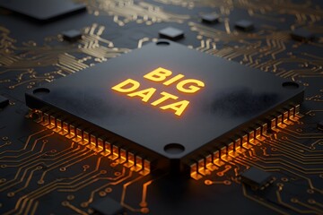 Big Data Managing Information at Scale Illustrated on a Processor. Generated AI