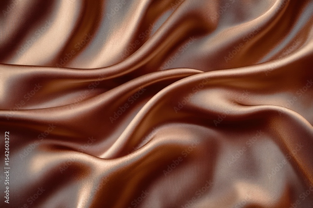 Poster smooth shiny brown satin fabric with elegant flowing folds and soft reflective surface