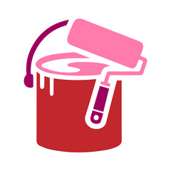 Paint bucket and paint roller icon