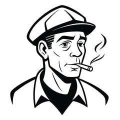 Vintage Sailor Illustration Smoking Pipe Nautical Design Retro Vector Artwork
