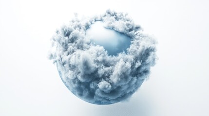 Sphere surrounded by fluffy clouds.
