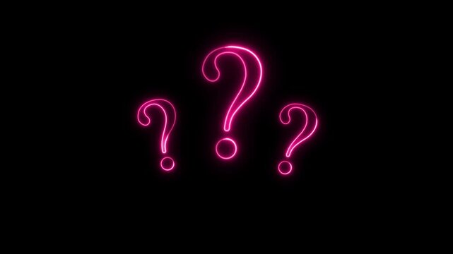 Question mark bw animation. Neon thin line icon 4K video for web design. Why ask. Question problem Isolated monochromatic flat object animation with alpha channel transparency