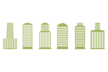Skyscraper Building Icon Set Design
