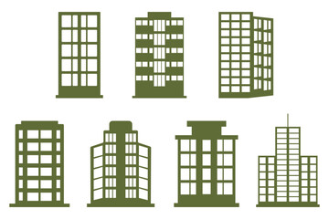 Hotel Building Silhouette Icon Set