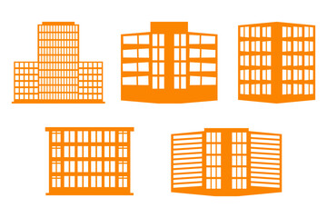 Hotel Building Silhouette Icon Set