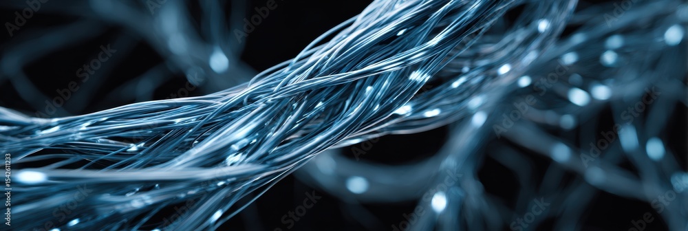 Poster Tangled Wires Symbolize Neural Chaos in a Digital Landscape, Illustrating the Complexity of Modern Technology and Its Impact on Human Connectivity