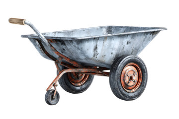 Vintage Wheelbarrow on transparent backdrop, Ideal for Agricultural or Construction Concepts