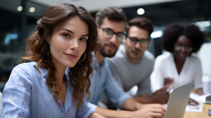 Obraz premium Confident Diverse Team in Modern Office Setting