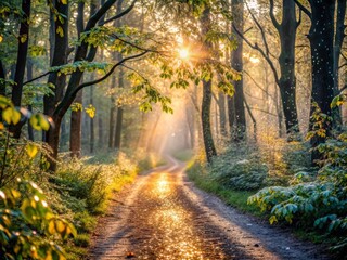 Fototapeta premium Sunlit Forest Path