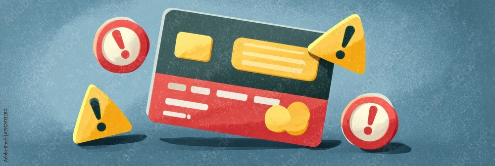 Poster visual representation of identity theft risk with broken id card and warning icons highlighting pote