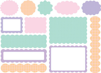 うねうね装飾フレーム素材セット（ゆめかわカラーセット／チェック＆ドット）