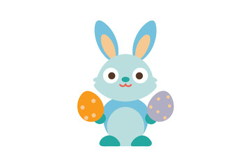 Cute Bunny Holding Painted Eggs Design Vector graphic