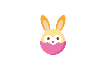 Cute Bunny Ears Peeking from an Egg Illustration