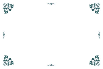 Elements of ornate vintage frames. Border blue on white classic calligraphy swirls, floral motifs. Design print for greeting cards, wedding invitations, restaurant menu, royal certificates. Set 303
