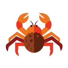 Stylized cartoon crab illustration on a white background evoking marine life