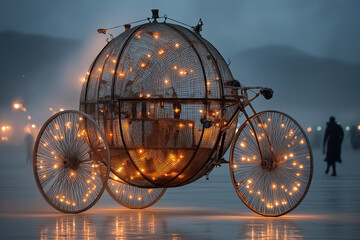 Fairy Tale Pumpkin Carriage with Glowing Lights &ndash; Magical Transport Design