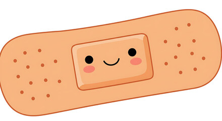 Smiling Bandage Illustration: A Cheerful, Cartoonish First Aid Concept