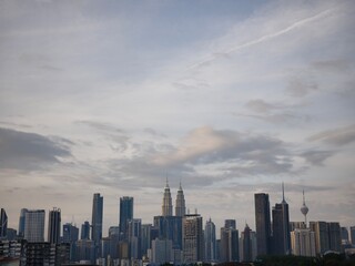 Stunning Kuala Lumpur City Skyline at Dusk Featuring Iconic Urban Landscape in Malaysia
