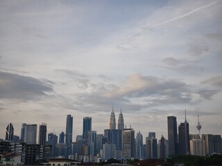 Stunning Kuala Lumpur City Skyline at Dusk Featuring Iconic Urban Landscape in Malaysia