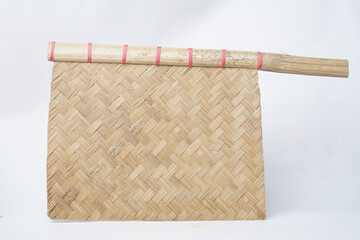 Woven bamboo fan envelope with red string