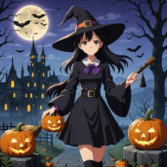 halloween background with witch
