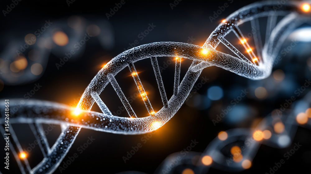 Poster dna double helix: an evocative image showcasing the intricate structure of a dna double helix, rende