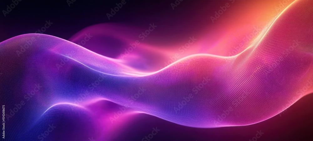 Aufkleber abstract flowing wave of glowing mesh in vibrant purple and orange hues creating a smooth dynamic li