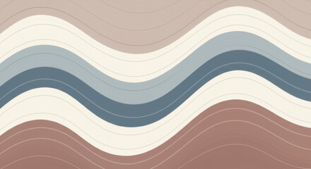 A flowing abstract pattern of gentle waves and curves in a 2025 color palette: oatmilk white, muted clay, pale eucalyptus, and faded blue. Perfect for wellness, spa, and sustainable lifestyle content.