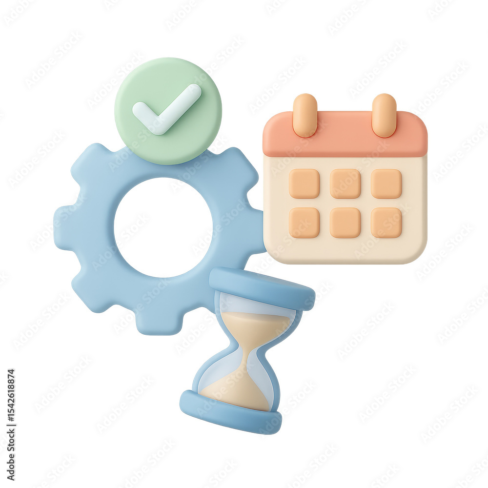 Poster time management 3d icons: a visual representation of time management, deadlines, and task completion