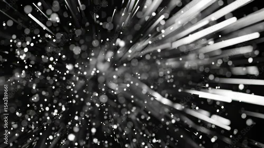 Poster abstract motion blur of white particles and lines on transparent background, creating a dynamic and 