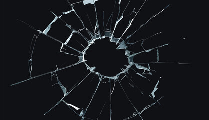 hole broken glass illustration, crack glass
