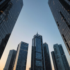 Modern City Skyscrapers at Dawn