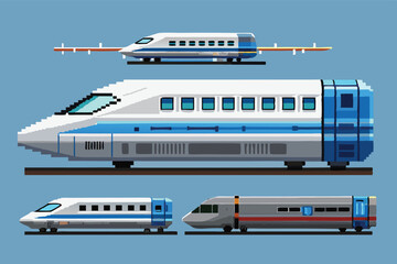 Pixel Art Train Sprite – Classic Railway Vehicle in 8-bit 16-bit 32-bit Retro Style