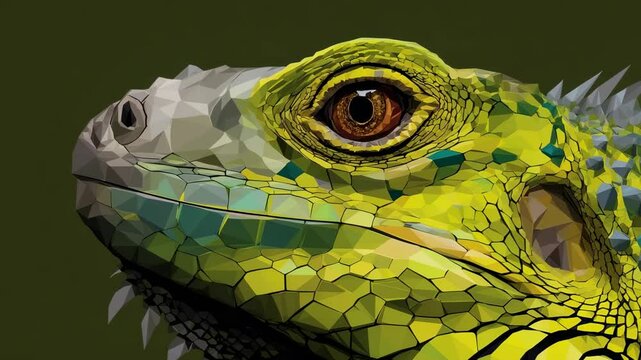 Geometric lizard head closeup