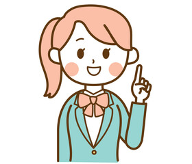 ポイントを説明するブレザー制服の学生の女の子のイラスト素材