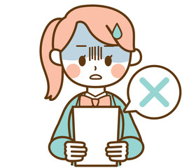 テストが残念な結果だったブレザー制服の学生の女の子のイラスト素材