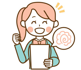 テストがいい成績だったブレザー制服の学生の女の子のイラスト素材