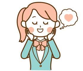 想像してうっとりするブレザー制服の学生の女の子のイラスト素材