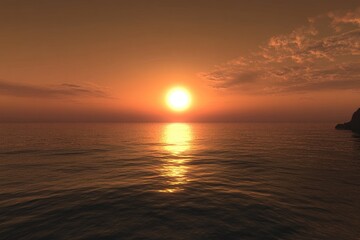 Golden sunset over calm sea