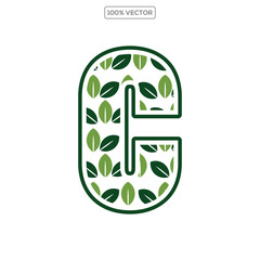 Initial Letter C With Leaf Luxury Logo. Green leaf logo Template vector