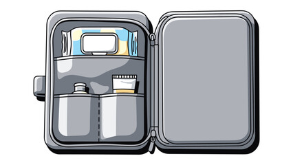 Open Travel Kit Vector Illustration, for personal care with essentials, on a white background